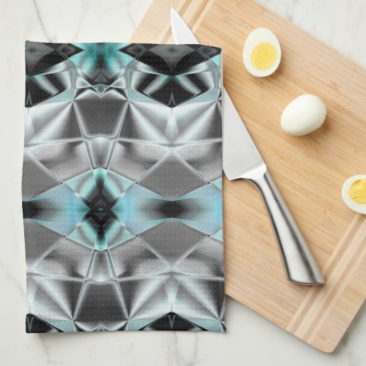 仮想線の青澄んいラポートにシルキー銀 キッチンタオル (四つ折り)