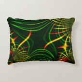 仮想葉緑色、黄色の「火色」カーブ アクセントクッション (正面)