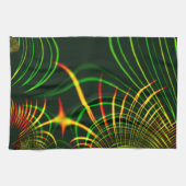 仮想葉緑色、黄色の「火色」カーブ キッチンタオル (横)