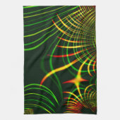 仮想葉緑色、黄色の「火色」カーブ キッチンタオル (縦)