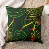 仮想葉緑色、黄色の「火色」カーブ クッション (ブランケット)