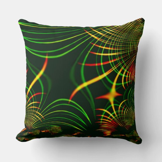 仮想葉緑色、黄色の「火色」カーブ クッション (正面)