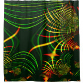 仮想葉緑色、黄色の「火色」カーブ シャワーカーテン (正面)