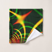 仮想葉緑色、黄色の「火色」カーブ バスタオルセット (ウォッシュタオル)