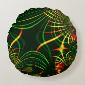 仮想葉緑色、黄色の「火色」カーブ ラウンドクッション (正面)