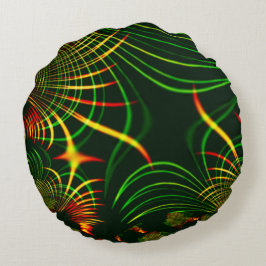 仮想葉緑色、黄色の「火色」カーブ ラウンドクッション