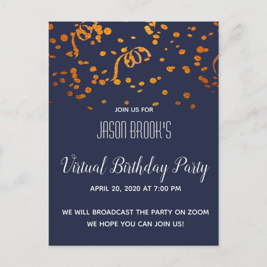 仮想誕生日パーティー インビテーションポストカード (正面)