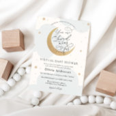 仮想赤ちゃんシャワーブルーきらめく星と月 招待状