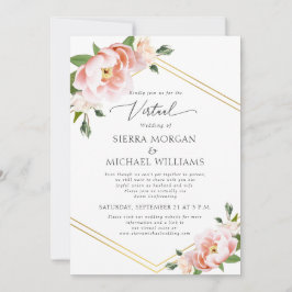 仮想赤面フローラ金ゴールドダスティブルー結婚ズ 招待状