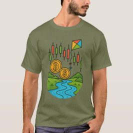 仮想通貨取引 流れる川 Tシャツ