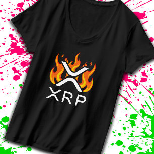 仮想通貨XRP クリプト オレンジ 炎 火 熟れる Tシャツ