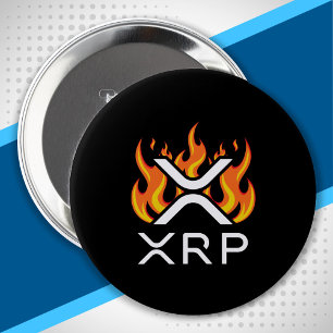 仮想通貨XRP クリプト オレンジ 炎 火 熟成 缶バッジ