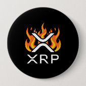 仮想通貨XRP クリプト オレンジ 炎 火 熟成 缶バッジ (正面)