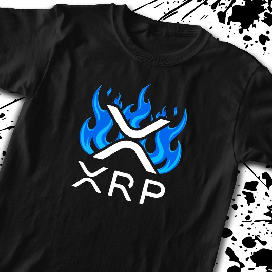 仮想通貨XRP クリプト ブルー炎 ファイア メルト Tシャツ