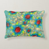 仮想違う花、ティール（緑がかった色）上の青みがかった花びら アクセントクッション (正面)