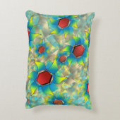 仮想違う花、ティール（緑がかった色）上の青みがかった花びら アクセントクッション (裏面(縦))