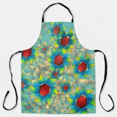 仮想違う花、ティール（緑がかった色）上の青みがかった花びら エプロン (正面)