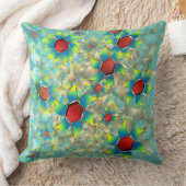 仮想違う花、ティール（緑がかった色）上の青みがかった花びら クッション (ブランケット)