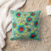 仮想違う花、ティール（緑がかった色）上の青みがかった花びら クッション (ブランケット)