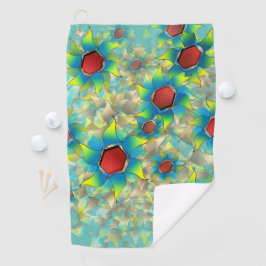 仮想違う花、ティール（緑がかった色）上の青みがかった花びら ゴルフタオル