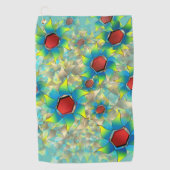 仮想違う花、ティール（緑がかった色）上の青みがかった花びら ゴルフタオル (正面)