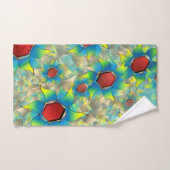 仮想違う花、ティール（緑がかった色）上の青みがかった花びら バスタオルセット (ハンドタオル)