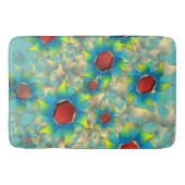 仮想違う花、ティール（緑がかった色）上の青みがかった花びら バスマット (正面)