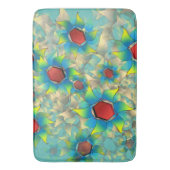 仮想違う花、ティール（緑がかった色）上の青みがかった花びら バスマット (正面縦)