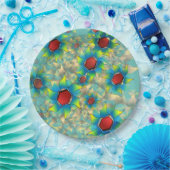 仮想違う花、ティール（緑がかった色）上の青みがかった花びら ペーパープレート (パーティー)