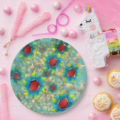 仮想違う花、ティール（緑がかった色）上の青みがかった花びら ペーパープレート (パーティー)