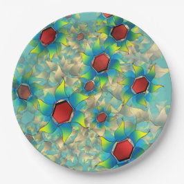 仮想違う花、ティール（緑がかった色）上の青みがかった花びら ペーパープレート