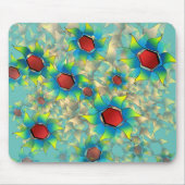 仮想違う花、ティール（緑がかった色）上の青みがかった花びら マウスパッド (正面)