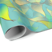 仮想違う花、ティール（緑がかった色）上の青みがかった花びら ラッピングペーパー (ロールコーナー)