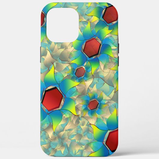 仮想違う花、ティール（緑がかった色）上の青みがかった花びら Case-Mate iPhoneケース (裏面)