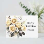 仮想開花金ゴールドとブラック誕生日 カード (スタンド正面)