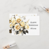 仮想開花金ゴールドとブラック誕生日 カード (正面/裏面インサイチュ)