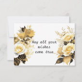 仮想開花金ゴールドとブラック誕生日 カード (裏面)