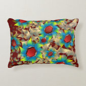 仮想風変わりの花、暗い赤に青みがかった花びら アクセントクッション (正面)