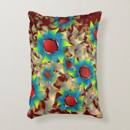 仮想風変わりの花、暗い赤に青みがかった花びら アクセントクッション