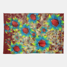 仮想風変わりの花、暗い赤に青みがかった花びら キッチンタオル
