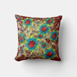 仮想風変わりの花、暗い赤に青みがかった花びら クッション