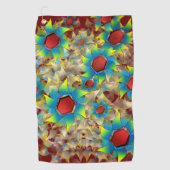 仮想風変わりの花、暗い赤に青みがかった花びら ゴルフタオル (正面)