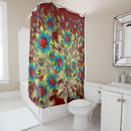 仮想風変わりの花、暗い赤に青みがかった花びら シャワーカーテン