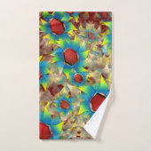 仮想風変わりの花、暗い赤に青みがかった花びら バスタオルセット (ハンドタオル)