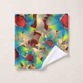 仮想風変わりの花、暗い赤に青みがかった花びら バスタオルセット (ウォッシュタオル)