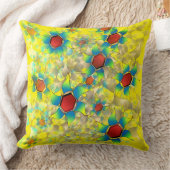 「仮想風変わりの花」、黄色に青みがかった花びら クッション (ブランケット)