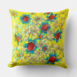 「仮想風変わりの花」、黄色に青みがかった花びら クッション