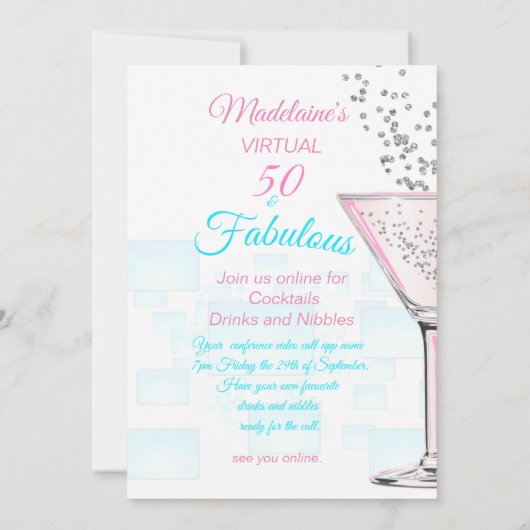 仮想50と素晴らしいカクテルモダンパーティー 招待状 (裏面)
