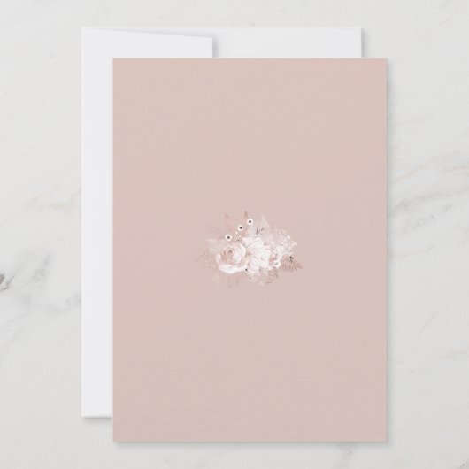 仮想WiFi結婚の埃っぽいバラフローラネイビーブルー 招待状 (裏面)