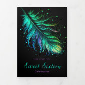 仮装と羽毛スウィート16パーティの招待状 三つ折り招待状 (カバー)